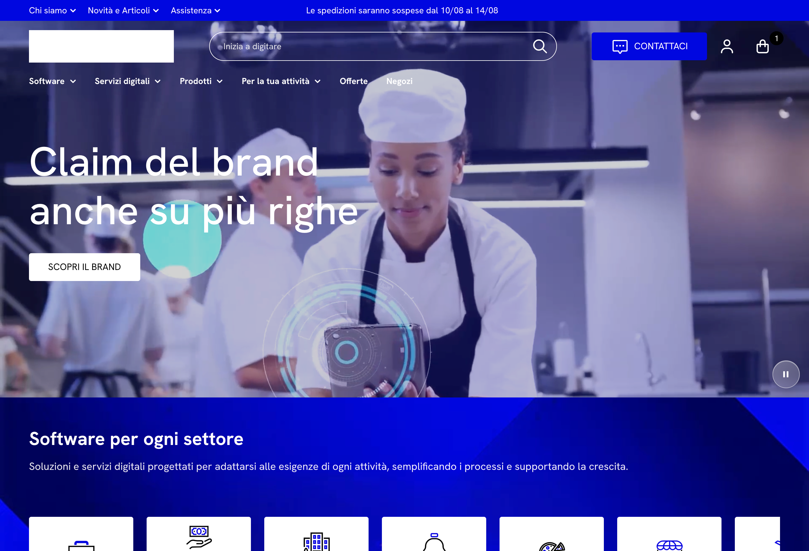 Anonymized homepage of the office supplies and software platform