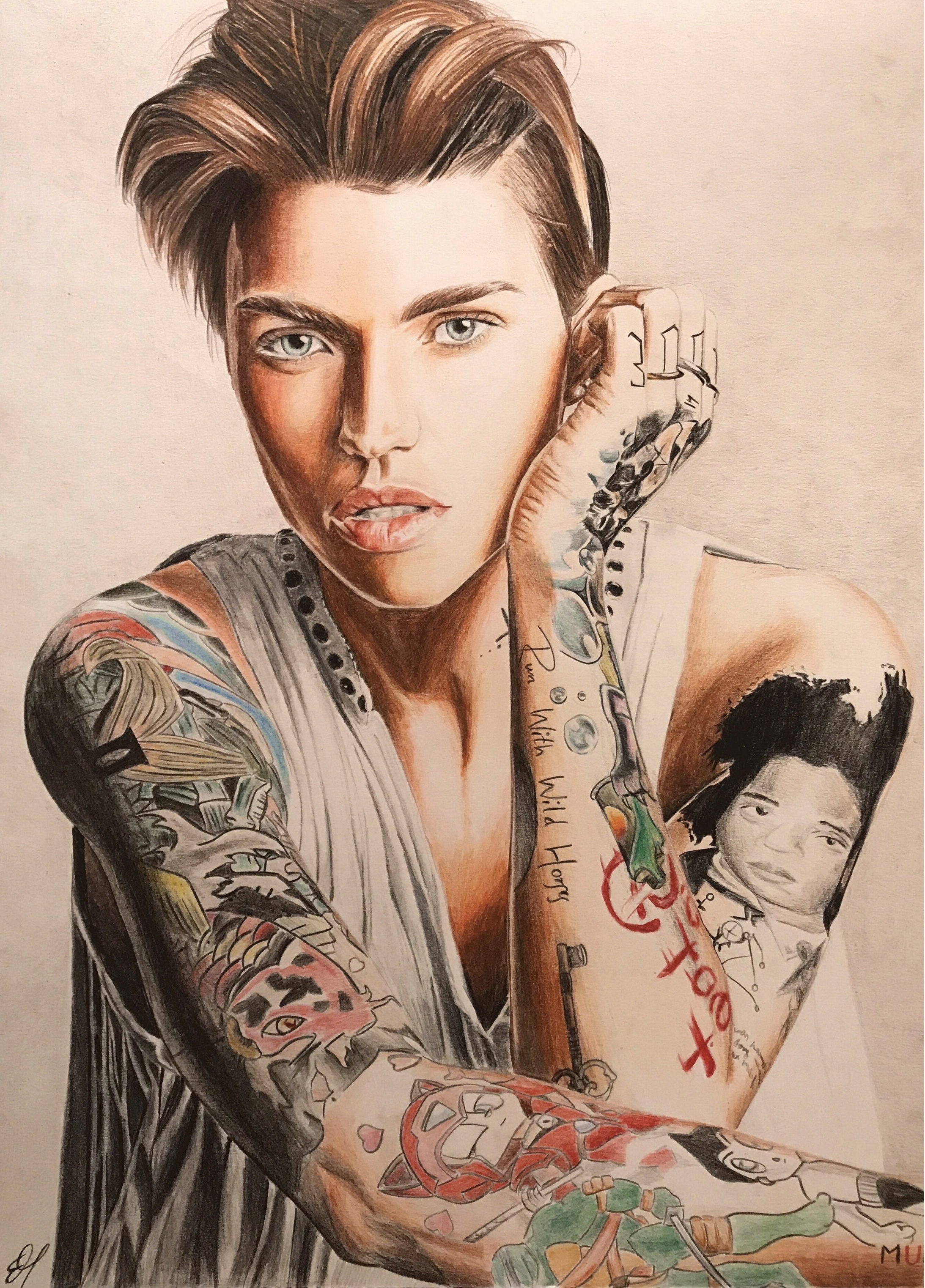 Drawing of Ruby Rose by Elena Mauri
